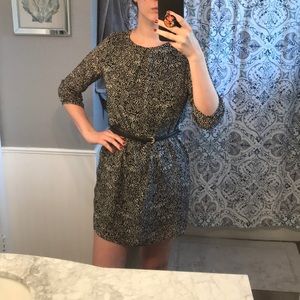 Black and White Patterned Work Shift Dress